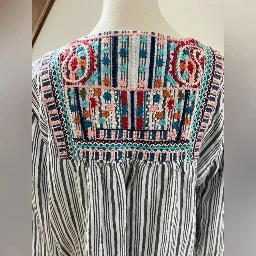 J. Jill | love linen women’s embroidered kimono top. Size: M - Picture 15 of 16